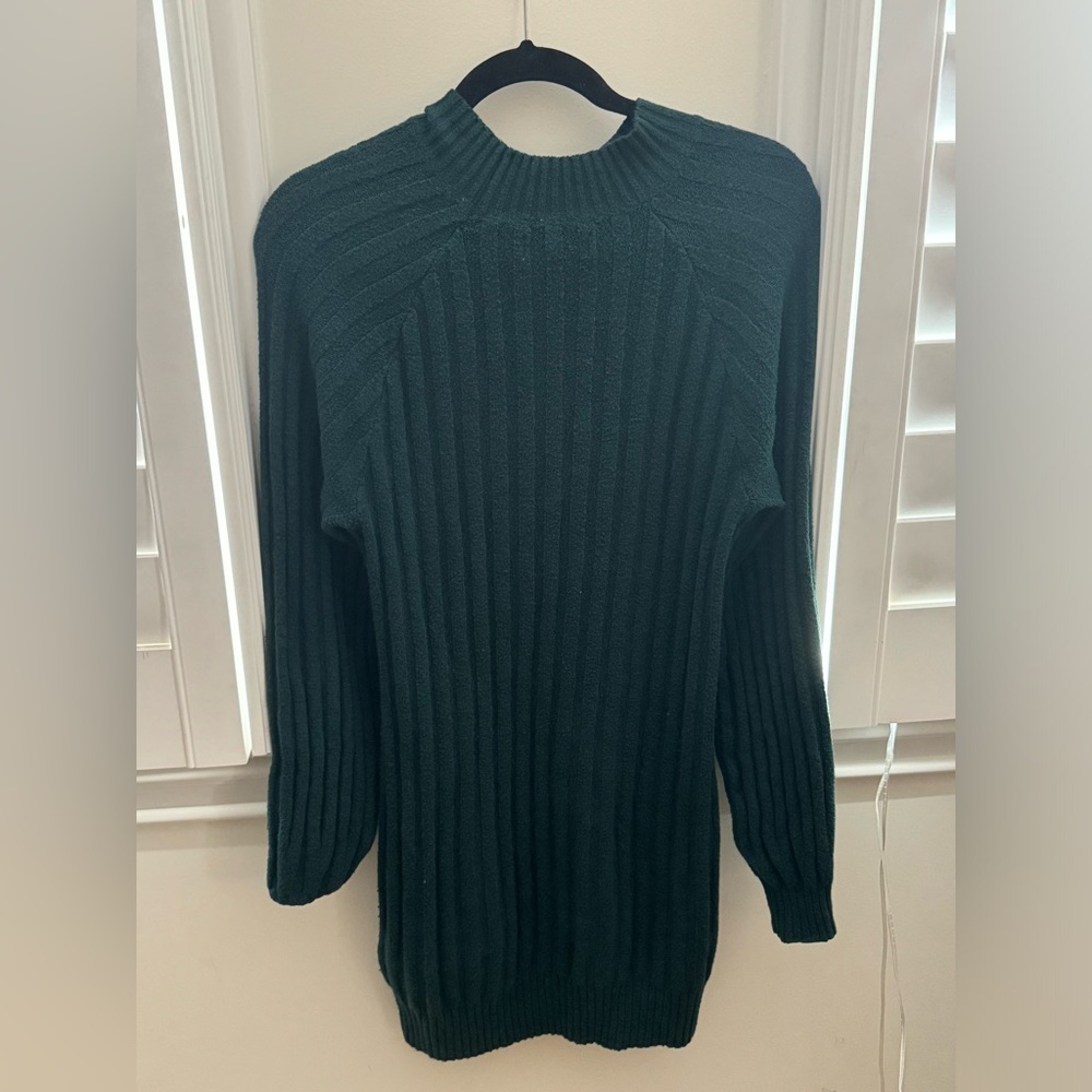 Hollister Green Ribbed Sweater Dress